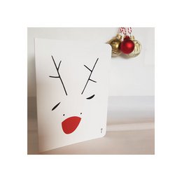 OUT = OUT Printed card; reindeer face