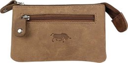 Taupe leren sleuteletui met rits – kleine portemonnee voor dames van soepel leer, perfect voor het organiseren van je sleutels en kleine essentials.
