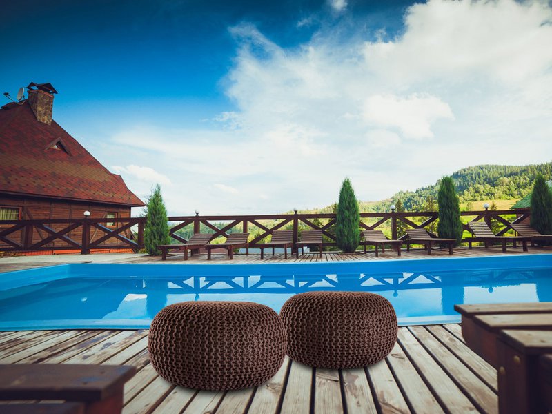 Pouf outdoor ø55cm Sitzpouf Terrasse Pool Garten