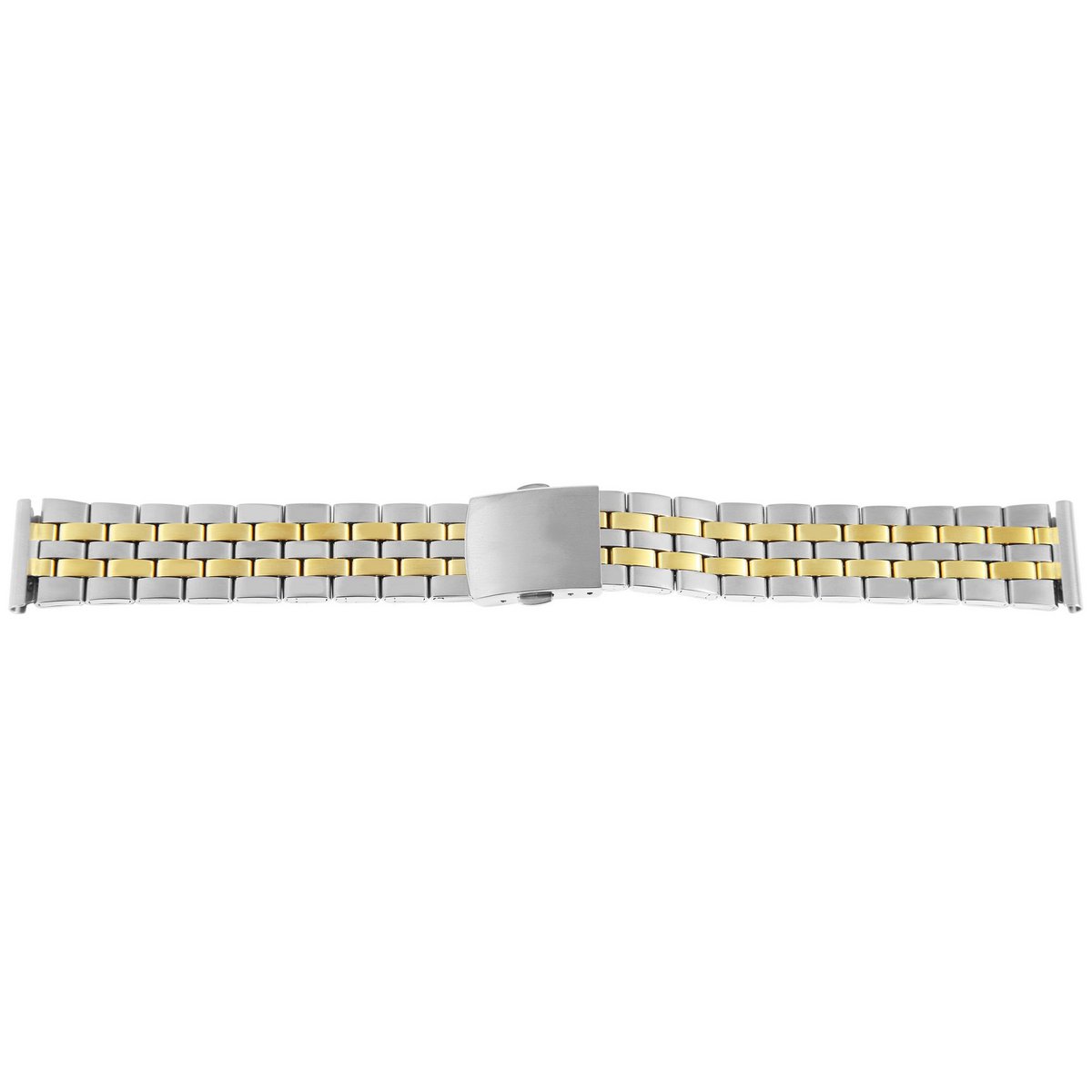 Bracelet de montre en acier inoxydable avec boucle déployante, bicolore, 12 mm