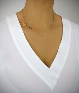 18K gold plated butterfly and Tanzanite crystal necklace