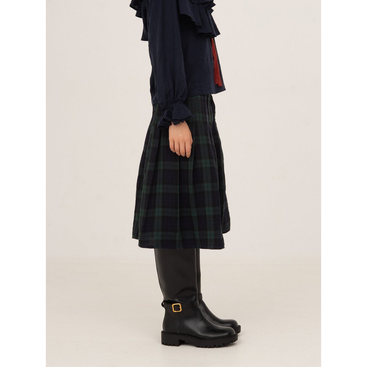 Evermore Plaid Blue and Red Pleated Skirt