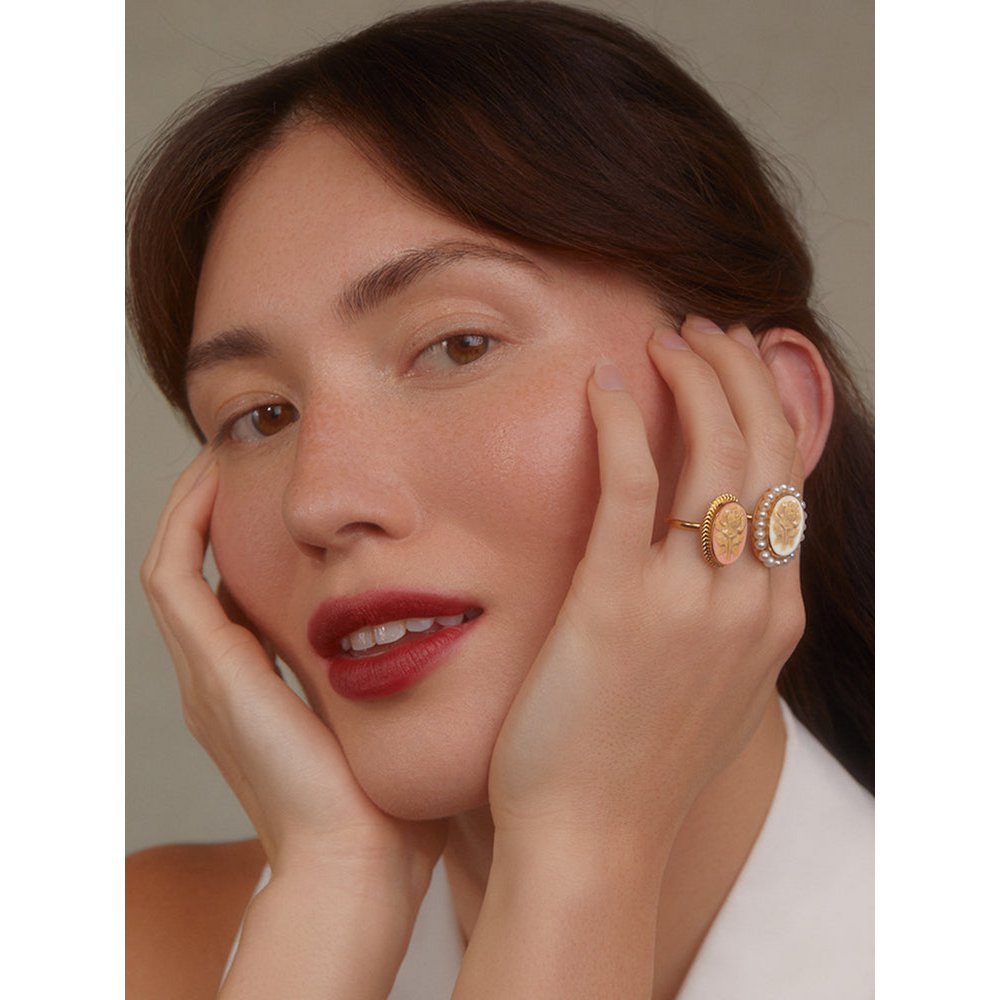 Rose Cameo Ring met parels
