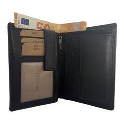 Schwarze Brieftasche Wallet Männer echt lernen RFID Anti Skim