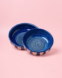 Ceramic Garlic Grater Plate - Blue and white - Large Costa Azul