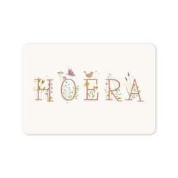  A6 postcard with the text "Hooray" surrounded by floral and butterfly illustrations, suitable for birthday celebrations.