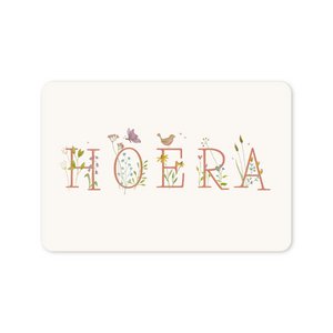 Postkarte (A6) mit „Hurra“, Blumen und Schmetterling