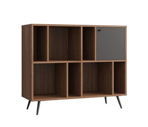 Wide bookcase walnut/gray