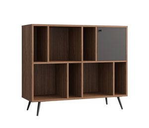 Wide bookcase walnut/gray