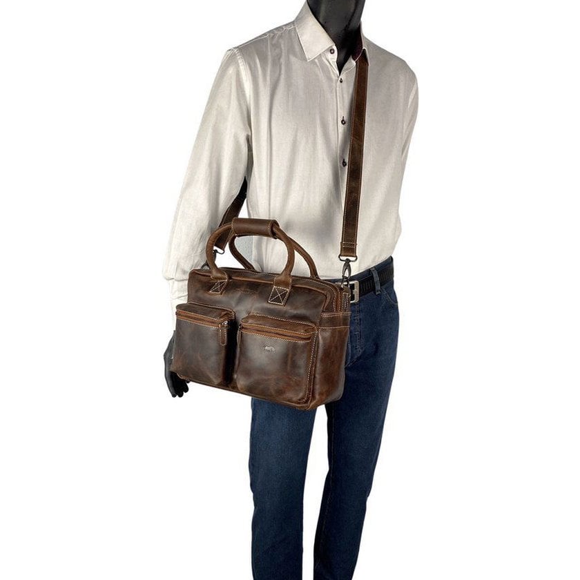 Umhängetasche Cognac Cowboysbag Laptop -Tasche 13 Zoll Buffaloer Handtasche Arrigo