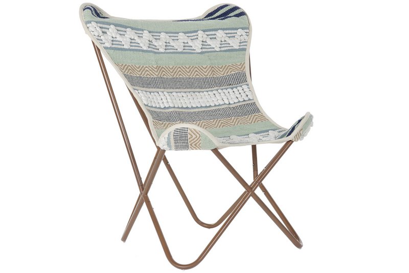 SILLON ALGODON HIERRO 74X65X90 MARIPOSA BLANCO LD193920