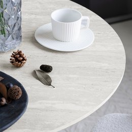 Mesa de comedor redonda de Tiana [Travertino] [80 cm]