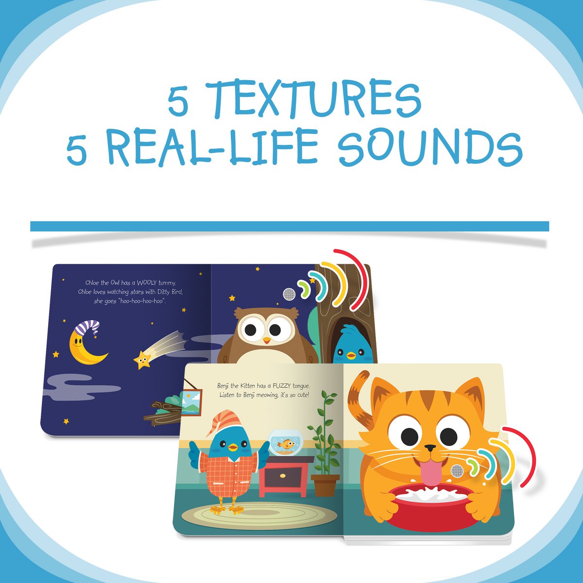 Ditty Bird First Sensory Book Montessori Method Cute Animals