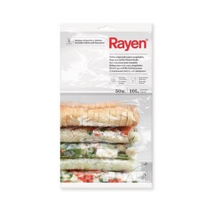 Bolsas para congelador Rayen | Apto para alimentos | Con Etiquetas y Cierres | Paquete de 50 | 10 litros | 47×30cm | Polietileno | 30×45cm