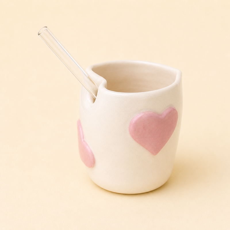 Tasse en céramique coeur Matcha fait à la main et tasse à café glacé