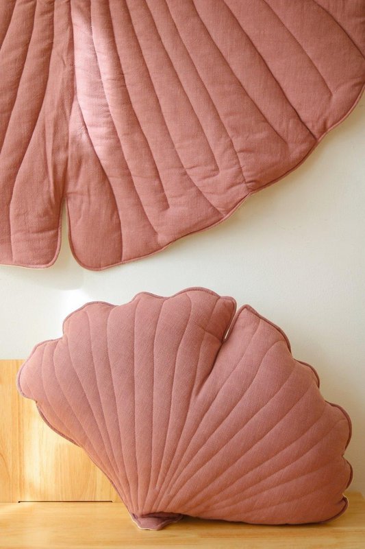 Ginkgo-Blatt-Matte aus Leinen „Dirty Pink“