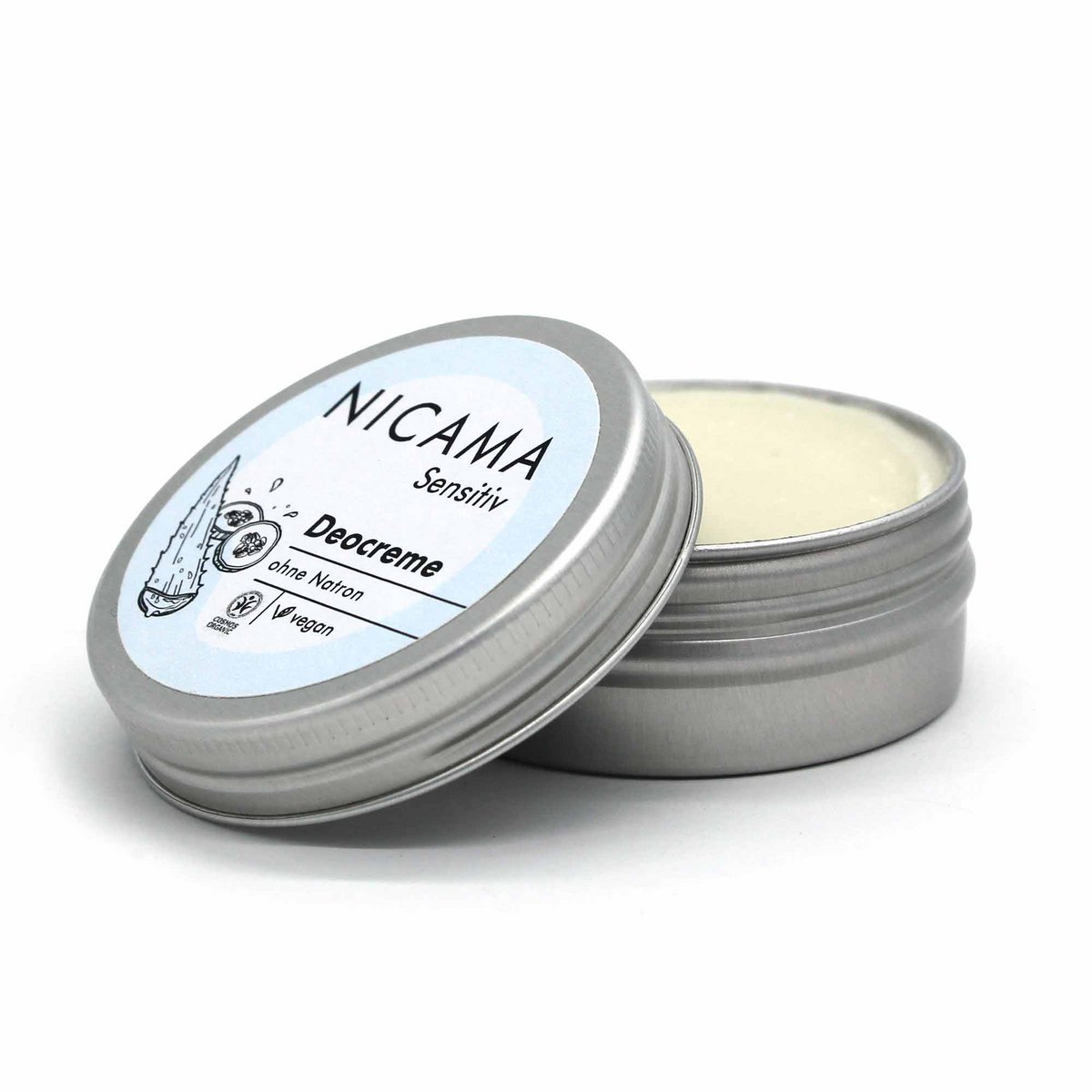 NICAMA - Deodorant Cream Sensitive (biologische natuurlijke cosmetica, veganistisch, plasticvrij, geen baking soda) - 45g