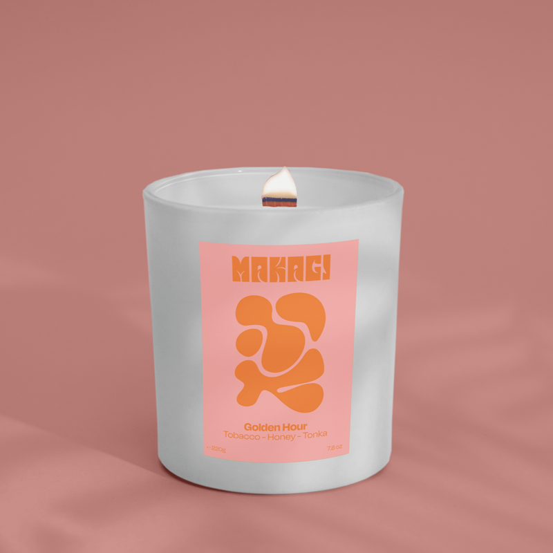 Fragrance candle in the glass of Golden Hour - tobacco, honey and Tonka