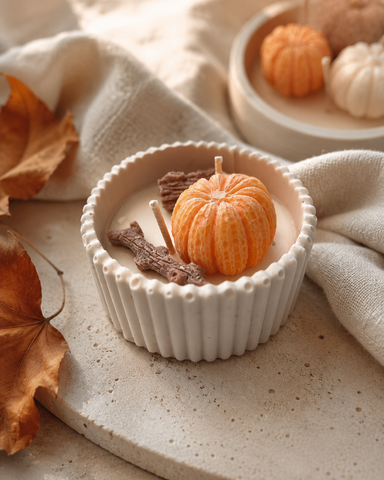 Herbst-Kürbisschale-Duftkerze – Rapswachs