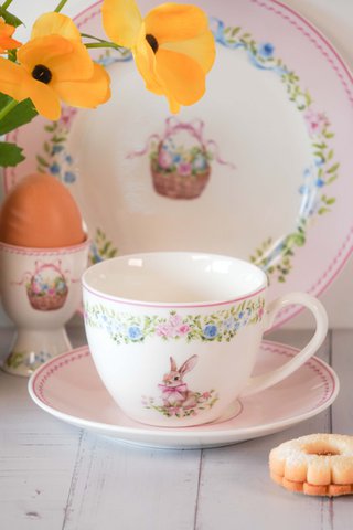 Kop & schotel Easter Joy roze 250 ml Isabelle Rose