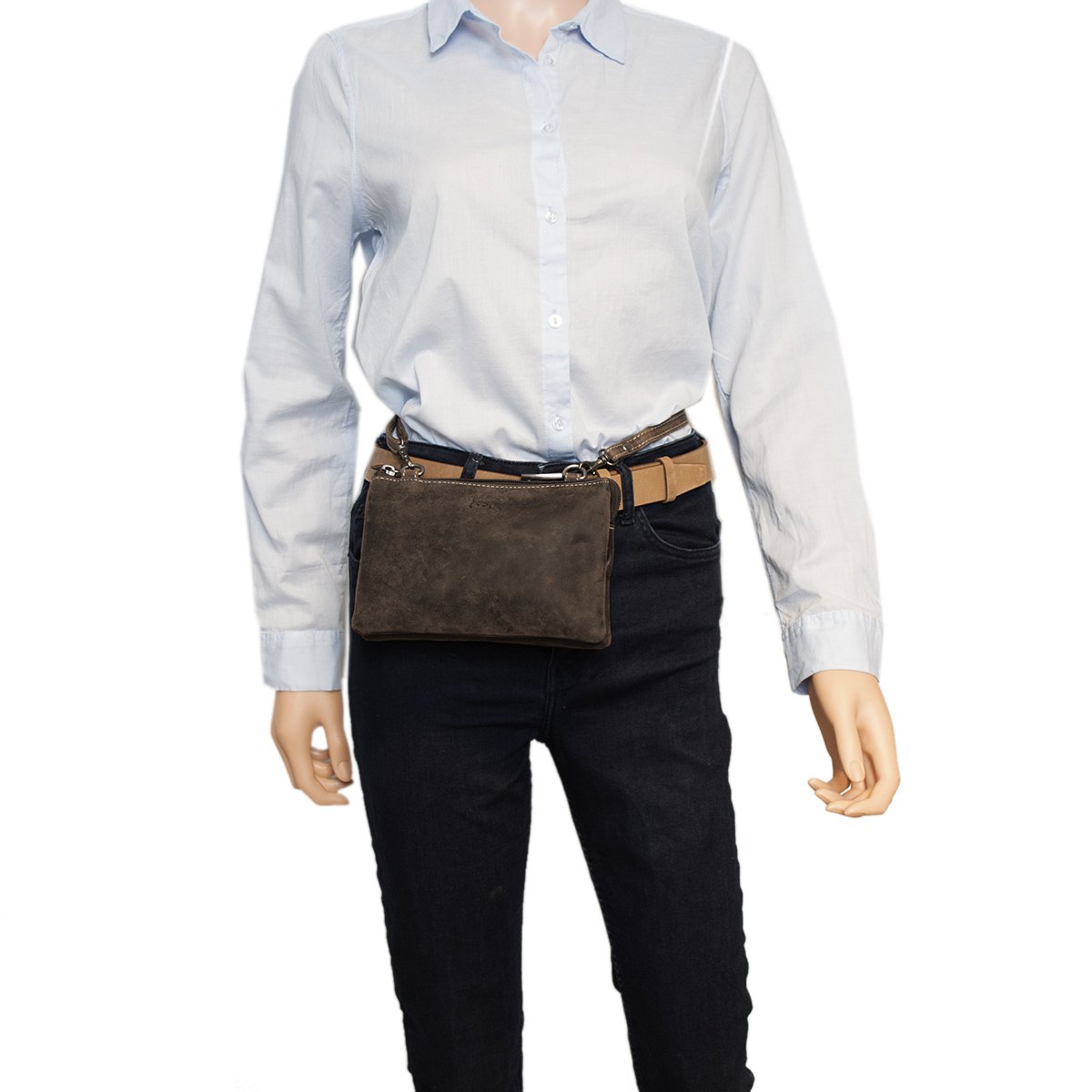 Skuldertaske I 3 farver Buffalo Læder - Festivaltaske - Lædertaske Lille - Crossbody taske til kvinder Læder - Str. L