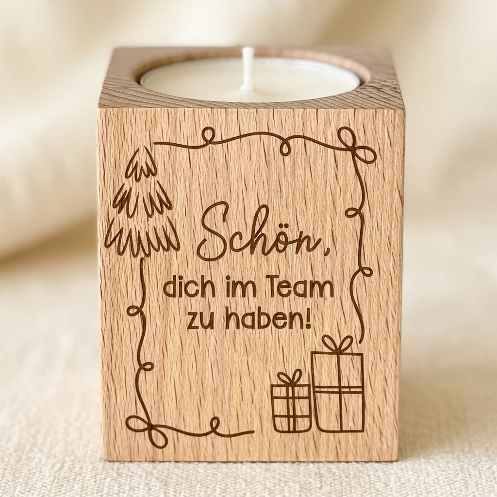 Wooden tealight holder "Great to have you on the team!" – Christmas gift for employees & teams | incl. tealight 