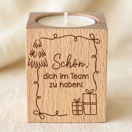 Wooden tealight holder "Great to have you on the team!" – Christmas gift for employees & teams | incl. tealight 