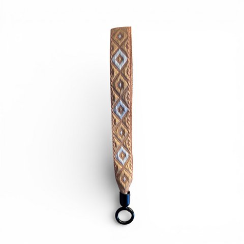 Sleutelhanger - Patroonband - Bruin-Wit