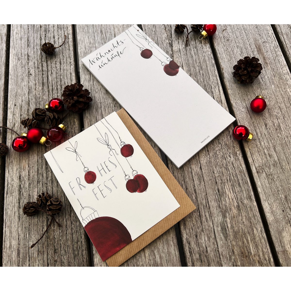 Bloque de nota de la lista de compras | Lista de compras navideñas | Formato DIN (largo) | 99 x 210 mm | no iniciado, blanco