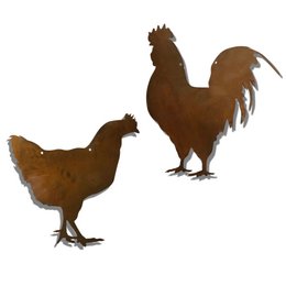 Hen and Rooster | Set of 2 hanging window decorations | Patina garden decoration country house