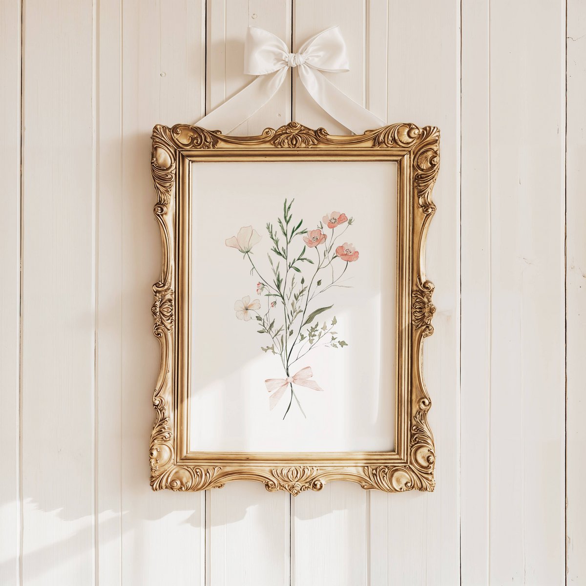 Flores de primavera de rubor con arco, póster de flores silvestres rosadas, estampado de ramo de flores silvestres, huella de guardería floral, póster botánico, póster de flores, huella de vivero floral, póster de flores silvestres, póster de vivero 