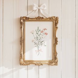 Errötende Frühlingsblumen mit Bug, rosa Wildblumenplakat, Wildblumen -Bouquet -Druck, Blumendruck, botanisches Plakat, Blumenplakat, Blumendruck, Wildblumenplakat, Blumen -Kindergarten -Plakat, Pfirsichblumen