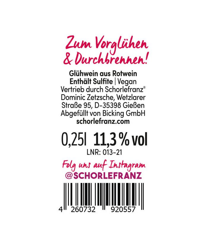Mini Glowfranz Vino brulinato rosso 0,25 L