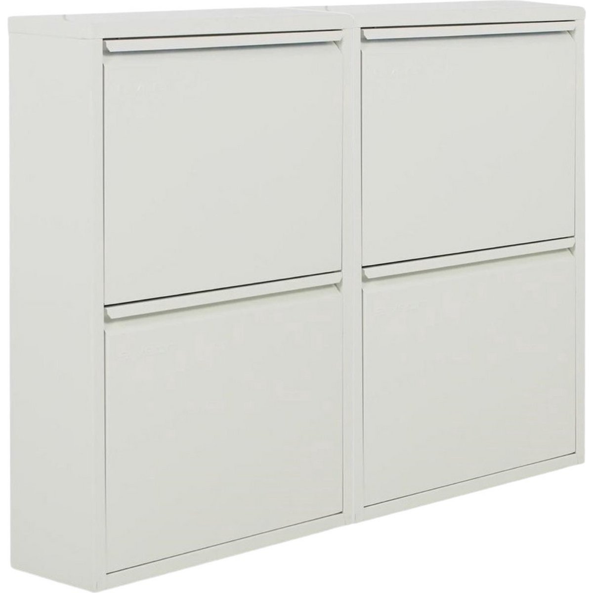 Metal shoe cabinet 4 compartments - set of 2 shoe cabinets | Functional shoe storage cabinet | Shoe rack | shoe cabinet matt white