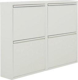 Metal shoe cabinet 4 compartments - set of 2 shoe cabinets | Functional shoe storage cabinet | Shoe rack | shoe cabinet matt white