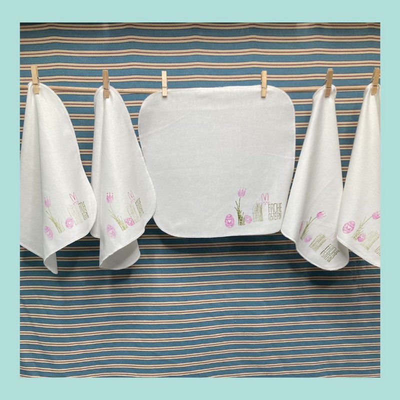 Test handkerchiefs Hand pressure 5er s motif osteredition green pink