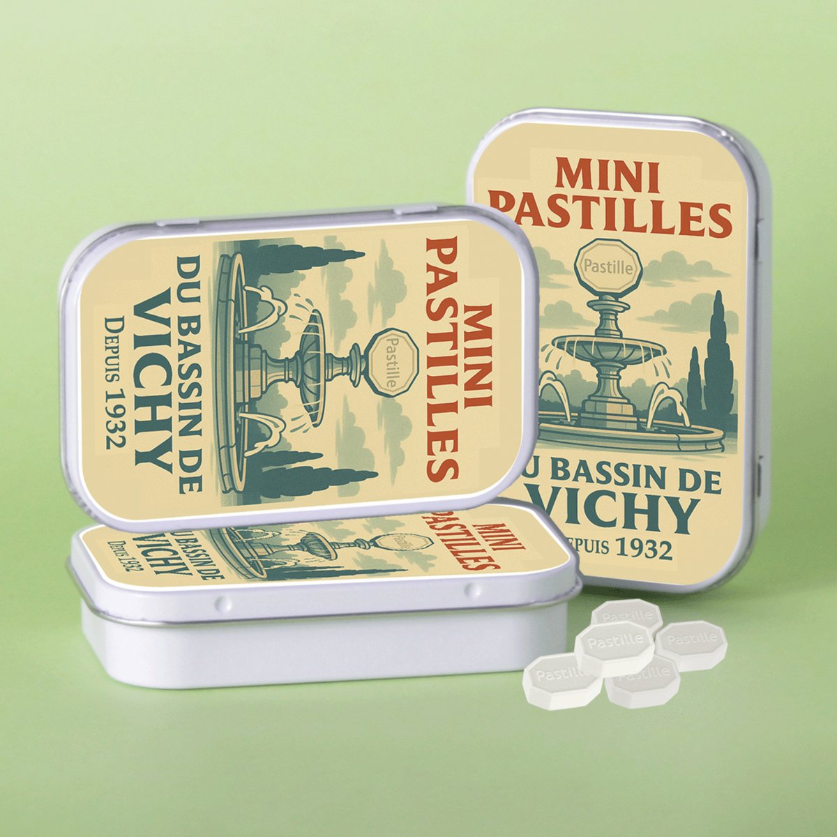Retro -Sammlerpaket - Mini Vichy Pastilles seit 1932