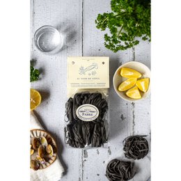 Black sepia twist pasta, dark Italian noodles, gourmet cooking ingredient, premium quality