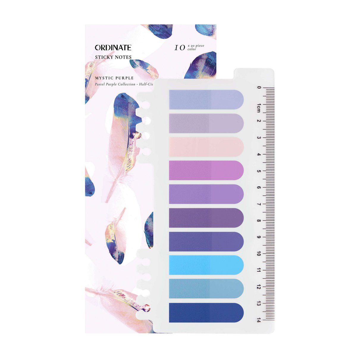 Mystic Purple | Ordinate Pack of 200 Adhesive Strips Adhesive Marker Film | Writeable sticky notes tabs | 10 Colors Adhesive Markers | Adhesive notes l Index Tabs | Page Marker for page marking