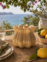 Pearly white ceramic tentacle candle holder d 15 h 12 cm
