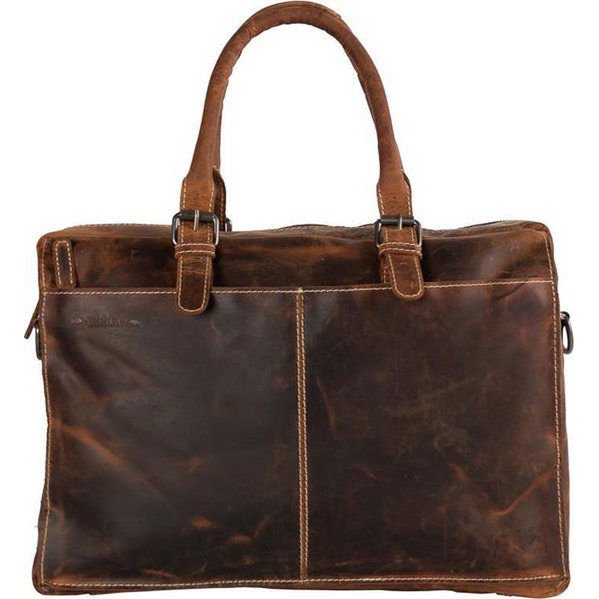 Bolso de hombro de búfalos con manijas Cognac Arrigo