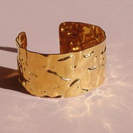 August - Hammered Wide Cuff Bracelet