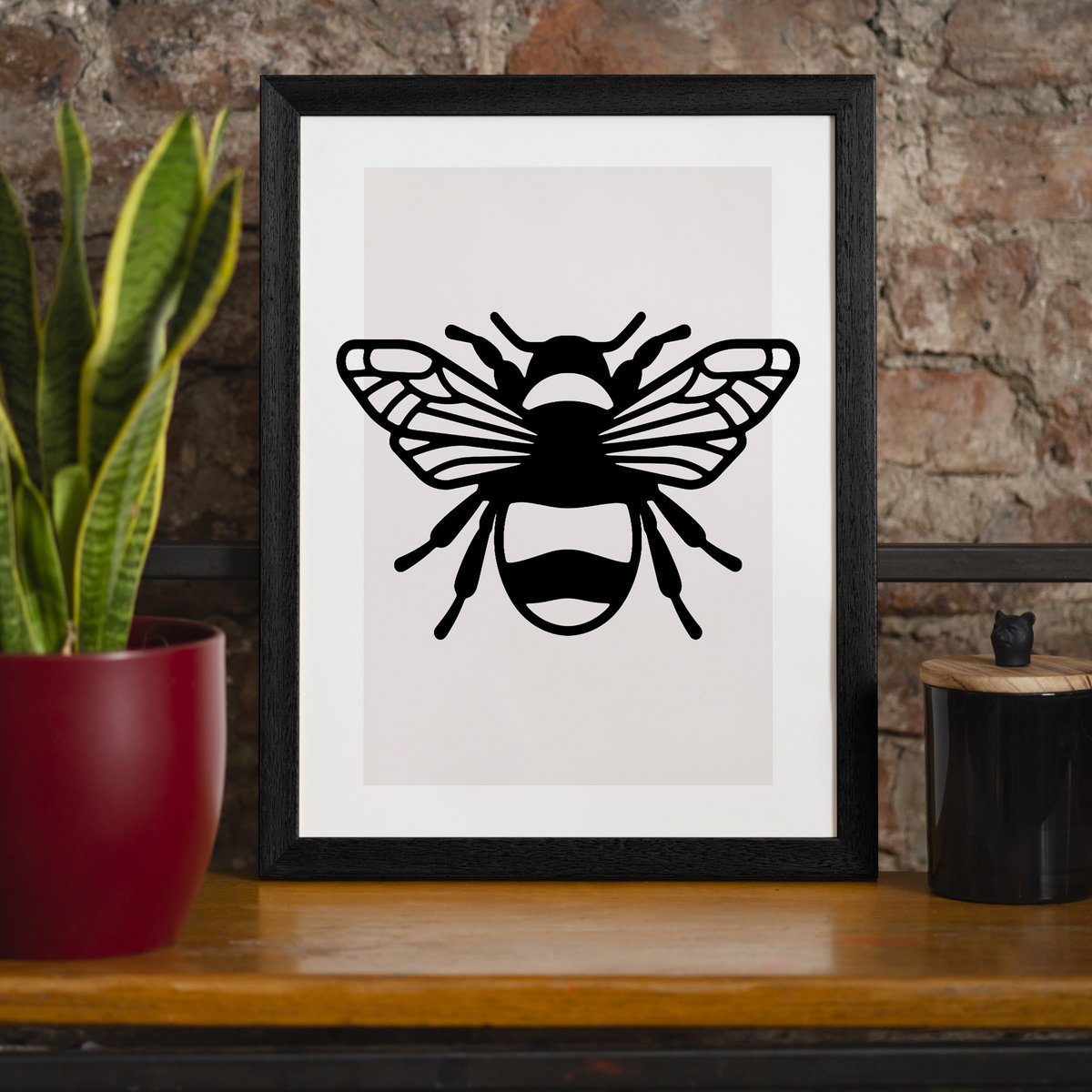 Bee Black And White Illustration Print
