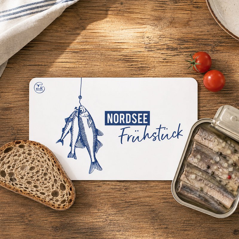 Deska śniadaniowa rybka z melaminy „Śniadanie z Morza Północnego”