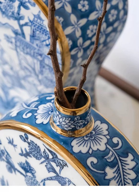 Nieuwe Chinese stijl, oosterse Parijse Delfts blauwe porselein vazen/lage stijl