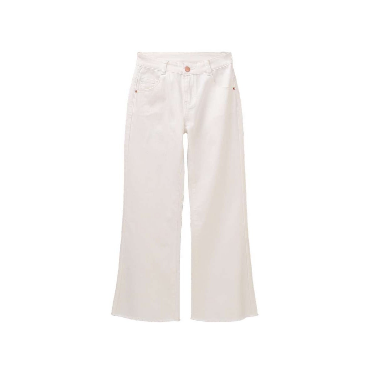 Girl's jeans in white colour with frayed hems F02-21200025