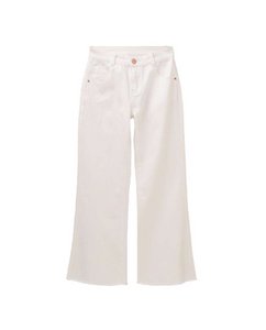Weiße Mädchenjeans mit ausgefransten Säumen F02-21200025