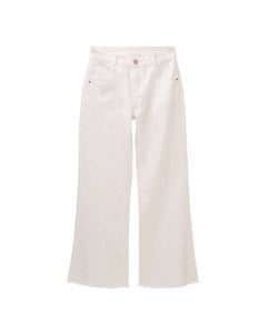 Weiße Mädchenjeans mit ausgefransten Säumen F02-21200025