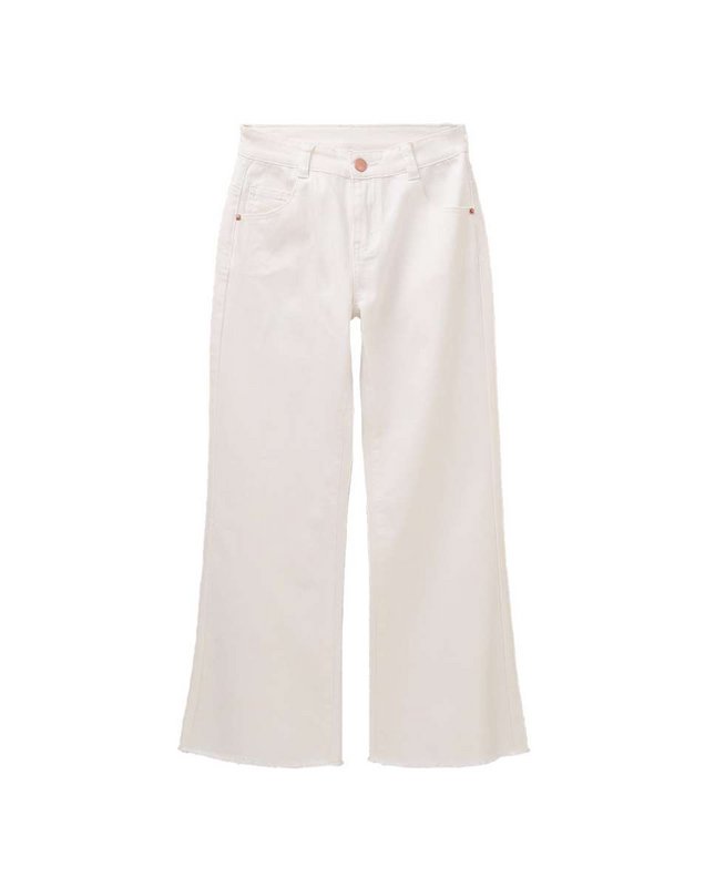 Girl's jeans in white colour with frayed hems F02-21200025
