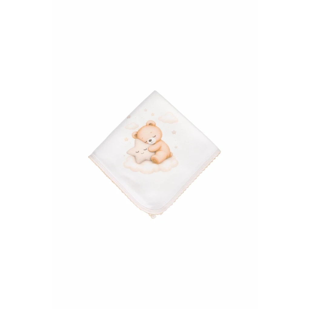 Mouchoir en mousseline pour bébé avec imprimé ours sur une étoile